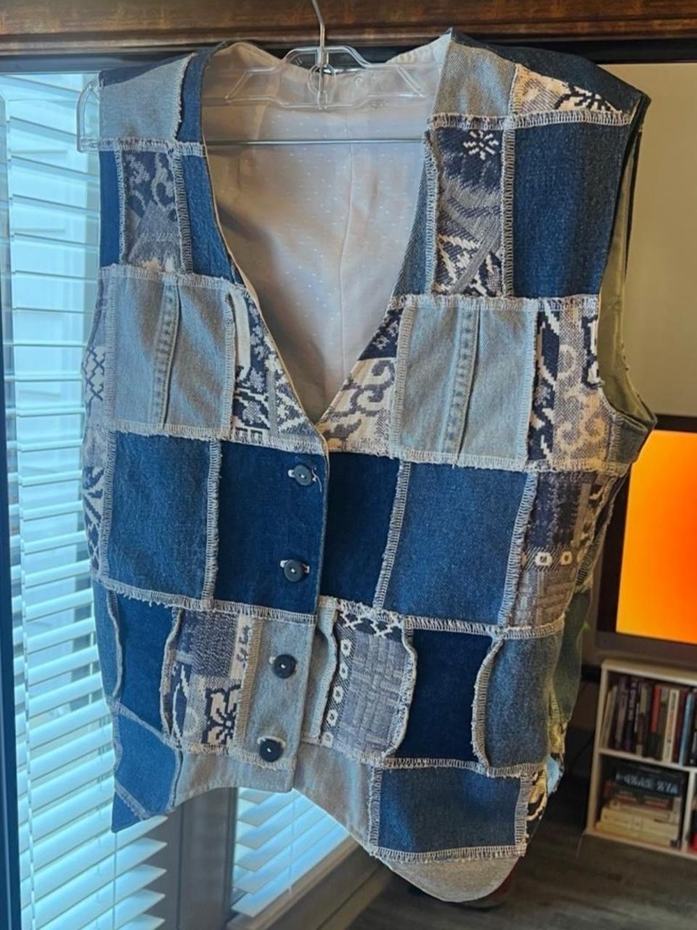 Patchwork denim vest, handmade